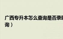 广西专升本怎么查询是否录取（广西专升本录取情况如何查询）