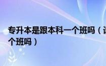 专升本是跟本科一个班吗（请问大家专升本一般一个专业一个班吗）