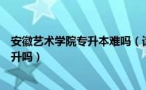 安徽艺术学院专升本难吗（请问大家安徽艺术学院专升本好升吗）