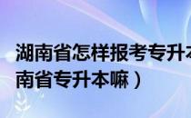 湖南省怎样报考专升本（请问大家外地能报湖南省专升本嘛）