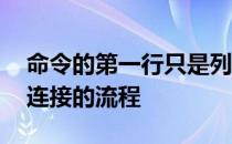 命令的第一行只是列标题 其下是通过互联网连接的流程