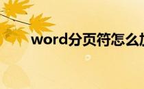 word分页符怎么加入（word分页）