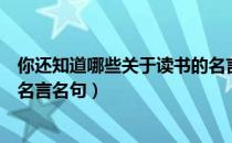 你还知道哪些关于读书的名言名句（推荐给大家关于读书的名言名句）