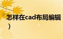 怎样在cad布局编辑（cad中布局图怎么编辑）