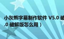 小灰熊字幕制作软件 V5.0 破解版（小灰熊字幕制作软件 V5.0 破解版怎么用）