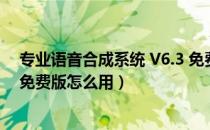 专业语音合成系统 V6.3 免费版（专业语音合成系统 V6.3 免费版怎么用）