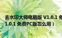 去水印大师电脑版 V1.0.1 免费PC版（去水印大师电脑版 V1.0.1 免费PC版怎么用）