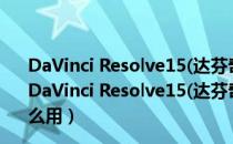 DaVinci Resolve15(达芬奇调色软件) V15.0 官方中文版（DaVinci Resolve15(达芬奇调色软件) V15.0 官方中文版怎么用）