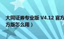 大同证券专业版 V4.12 官方版（大同证券专业版 V4.12 官方版怎么用）