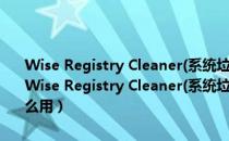 Wise Registry Cleaner(系统垃圾清理软件) V10.2.9 绿色去广告版（Wise Registry Cleaner(系统垃圾清理软件) V10.2.9 绿色去广告版怎么用）