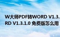 W大师PDF转WORD V1.3.1.0 免费版（W大师PDF转WORD V1.3.1.0 免费版怎么用）