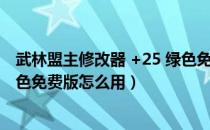 武林盟主修改器 +25 绿色免费版（武林盟主修改器 +25 绿色免费版怎么用）