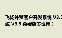 飞扬外贸客户开发系统 V3.5 免费版（飞扬外贸客户开发系统 V3.5 免费版怎么用）