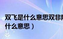 双飞是什么意思双非院校是什么意思（双飞是什么意思）