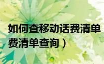 如何查移动话费清单（湖北移动网上营业厅话费清单查询）