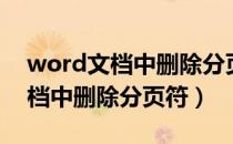 word文档中删除分页符怎么删除（word文档中删除分页符）