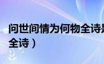 问世间情为何物全诗是什么（问世间情为何物全诗）