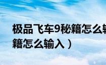 极品飞车9秘籍怎么输入不了（极品飞车9秘籍怎么输入）