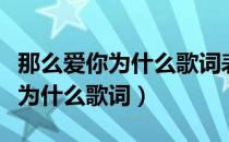 那么爱你为什么歌词表达什么意思（那么爱你为什么歌词）