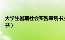 大学生暑期社会实践策划书主题（大学生暑期社会实践策划书）