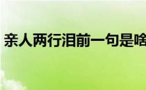 亲人两行泪前一句是啥（亲人两行泪前一句）