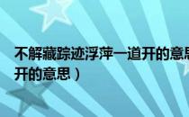 不解藏踪迹浮萍一道开的意思是什么（不解藏踪迹浮萍一道开的意思）