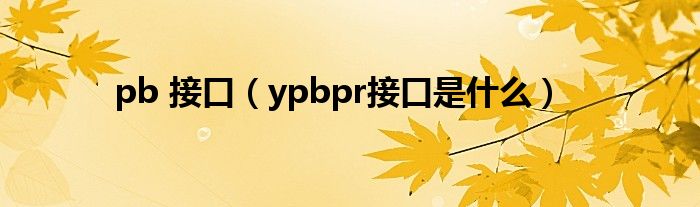 pb 接口（ypbpr接口是什么）