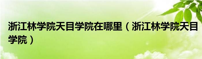 浙江林学院天目学院在哪里（浙江林学院天目学院）