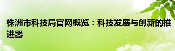 株洲市科技局官网概览：科技发展与创新的推进器